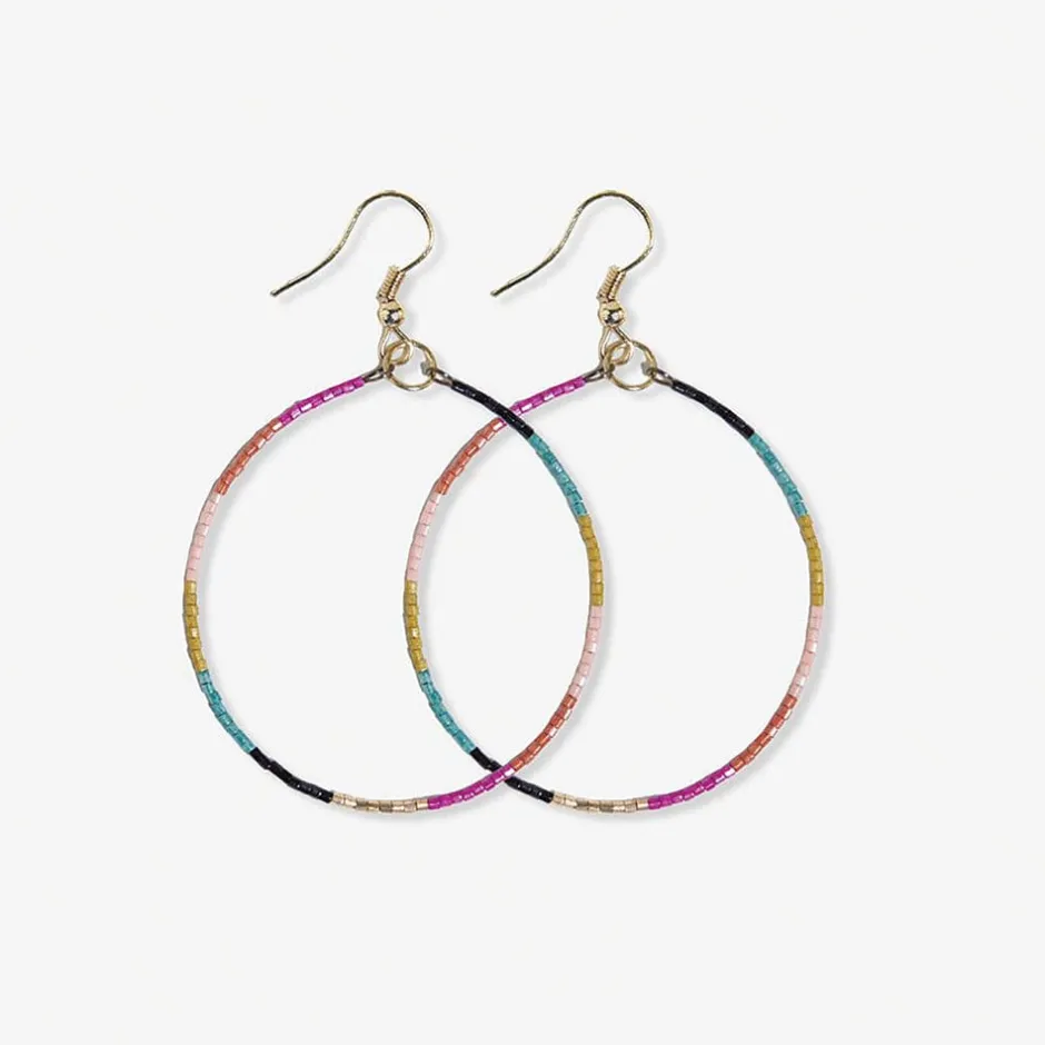 INK + ALLOY Kelly Color Block Beaded Hoop Earrings Muted Rainbow