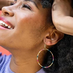 INK + ALLOY Kelly Color Block Beaded Hoop Earrings Rainbow