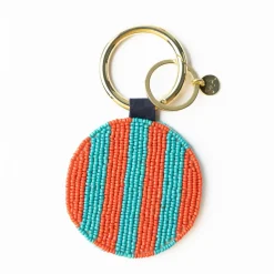 INK + ALLOY Kelsey Bananas Seed Bead Bag Accessory Key Ring Turquoise