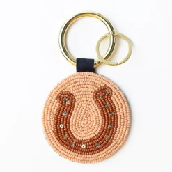 INK + ALLOY Kelsey Boot Seed Bead Bag Accessory Key Ring Navy
