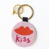 INK + ALLOY Kelsey Kiss Seed Bead Bag Accessory Key Ring Pink