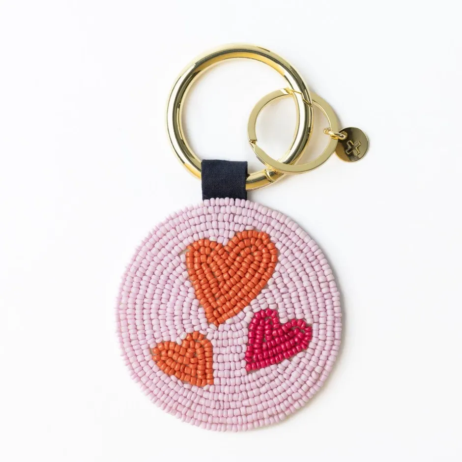 INK + ALLOY Kelsey Kiss Seed Bead Bag Accessory Key Ring Pink