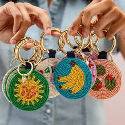 INK + ALLOY Kelsey Soleil Sun Seed Bead Bag Accessory Key Ring Yellow Green