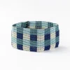 INK + ALLOY Kendall Gingham Beaded Stretch Bracelet Blue