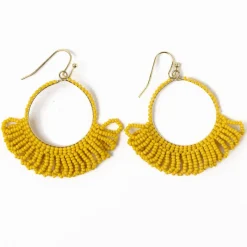 INK + ALLOY Kendra Fringe Hoop Seed Bead Earring Yellow