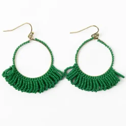 INK + ALLOY Kendra Fringe Hoop Seed Bead Earring Kelly Green