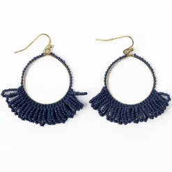 INK + ALLOY Kendra Fringe Hoop Seed Bead Earring Navy