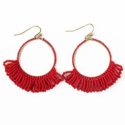 INK + ALLOY Kendra Fringe Hoop Seed Bead Earring Red