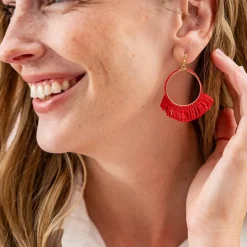 INK + ALLOY Kendra Fringe Hoop Seed Bead Earring Red