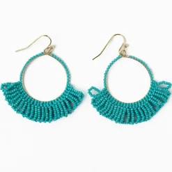 INK + ALLOY Kendra Fringe Hoop Seed Bead Earring Turquoise