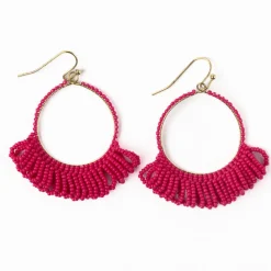 INK + ALLOY Kendra Fringe Hoop Seed Bead Earring Hot Pink