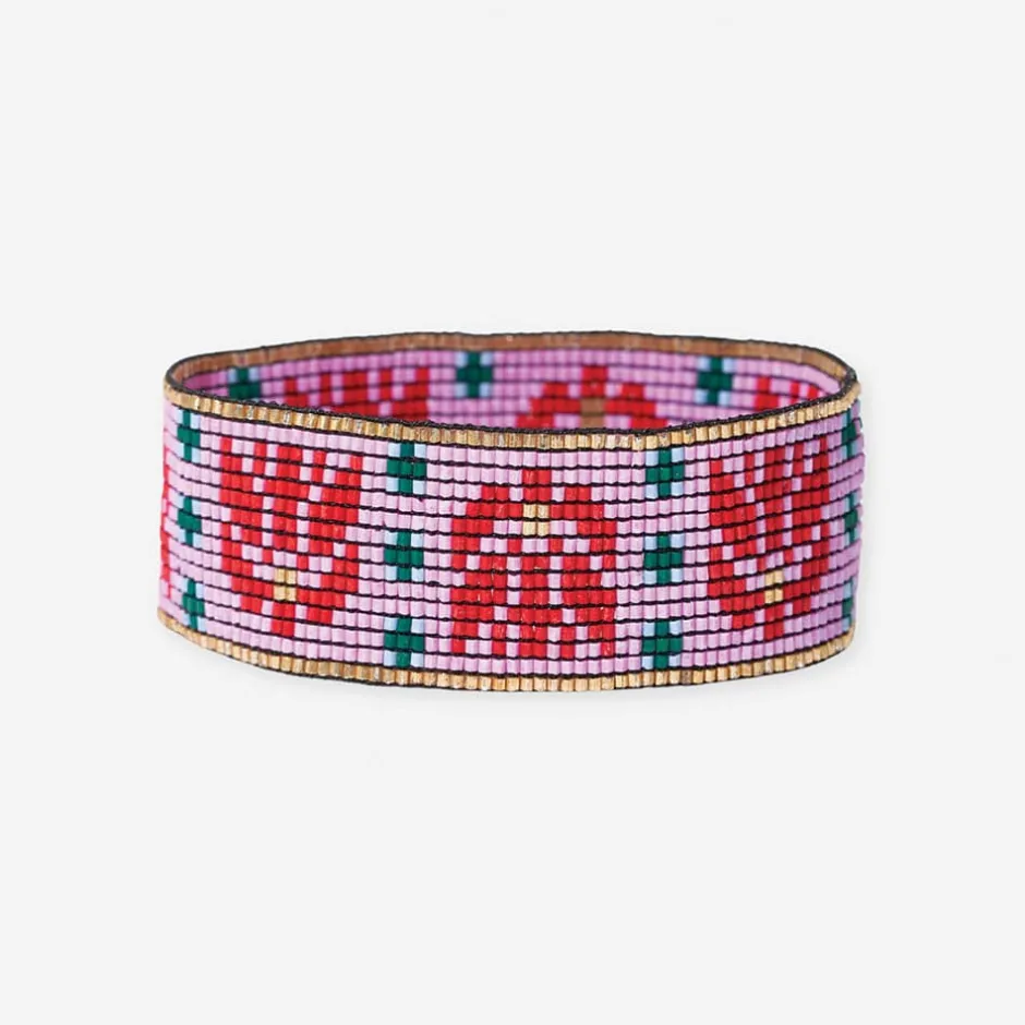 INK + ALLOY Kenzie Faire Isle Nordic Beaded Stretch Bracelet Pink