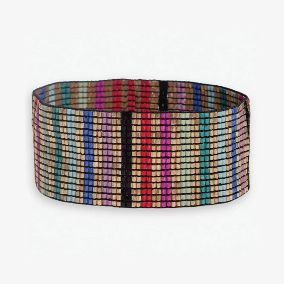 INK + ALLOY Kenzie Vertical Stripes Beaded Stretch Bracelet Gold Multicolor