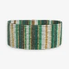 INK + ALLOY Kenzie Vertical Stripes Beaded Stretch Bracelet Green