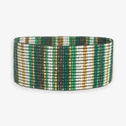 INK + ALLOY Kenzie Vertical Stripes Beaded Stretch Bracelet Green