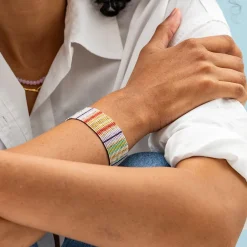 INK + ALLOY Kenzie Vertical Stripes Beaded Stretch Bracelet Multi