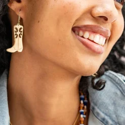 INK + ALLOY Lacey Boot Dangle Earring Brass
