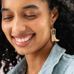 INK + ALLOY Lacey Boot Dangle Earring Brass