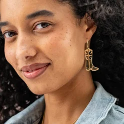 INK + ALLOY Lacey Boot Dangle Earring Brass