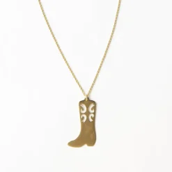 INK + ALLOY Lacey Boot Pendant Necklace Brass