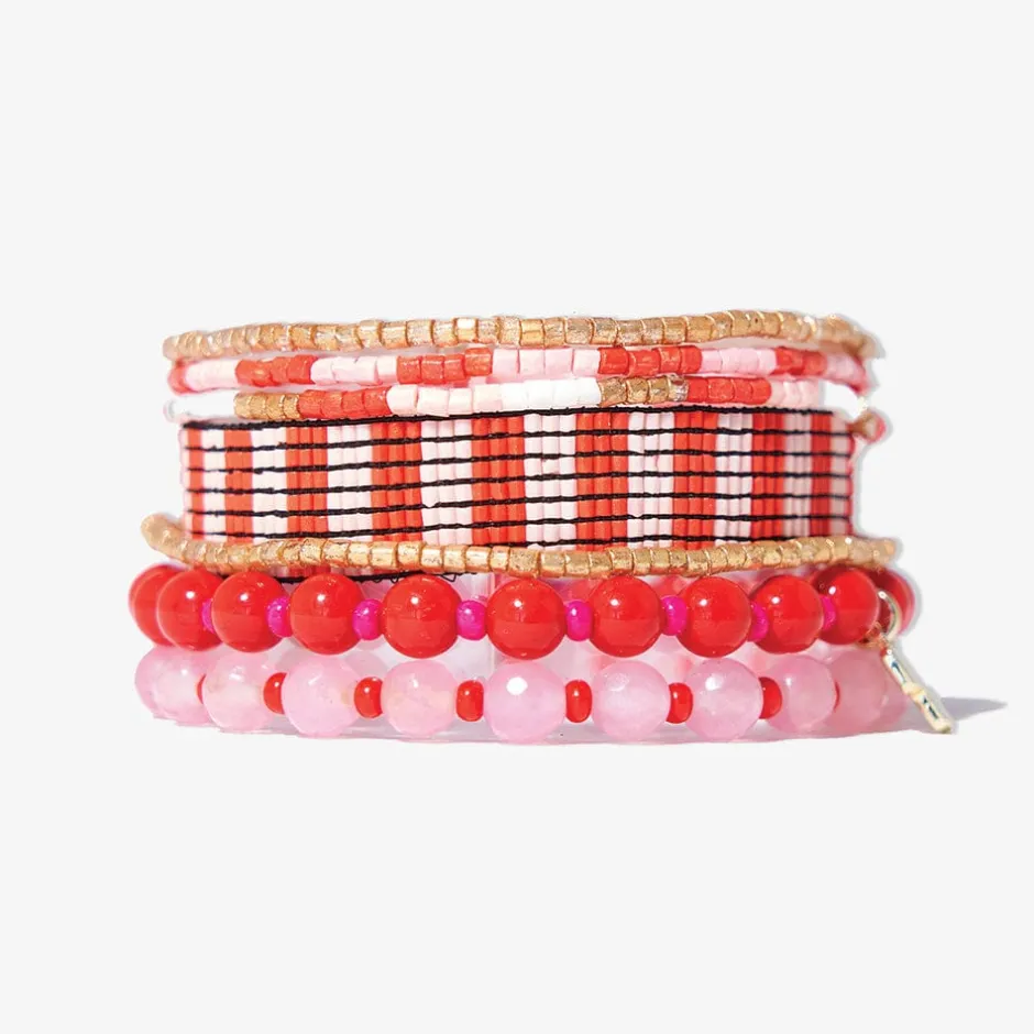 INK + ALLOY Lady in Red Bracelet Stack