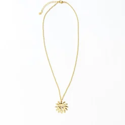 INK + ALLOY Lane Sun Pendant Necklace Brass