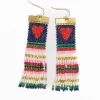 INK + ALLOY Lauren Stripe Heart Beaded Earrings Navy Red