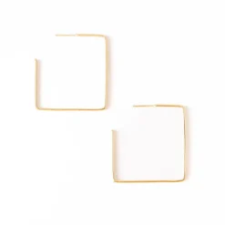 INK + ALLOY Leah Square Thin Hoop Earrings Brass