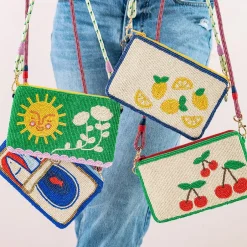 INK + ALLOY Leila Cherries Seed Bead Clutch With Strap