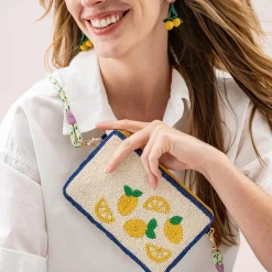 INK + ALLOY Leila Lemons Seed Bead Clutch With Strap