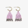 INK + ALLOY Leta Mini Gold Hoop Solid With Black/White Bottom Beaded Fringe Earrings Light Lavender