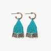 INK + ALLOY Leta Mini Gold Hoop Solid With Black/White Bottom Beaded Fringe Earrings Turquoise