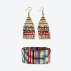 INK + ALLOY Lexie + Kenzie striped beaded earrings and bracelet set Multi-color