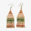 INK + ALLOY Lexie Horizontal Gold Stripes Beaded Fringe Earrings Desert