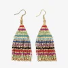 INK + ALLOY Lexie Horizontal Gold Stripes Beaded Fringe Earrings Multicolor