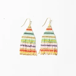 INK + ALLOY Lexie Horizontal Stripes Beaded Fringe Earrings Multi