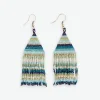 INK + ALLOY Lexie Horizontal Stripes Beaded Fringe Earrings Blue