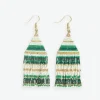 INK + ALLOY Lexie Horizontal Stripes Beaded Fringe Earrings Mixed Greens