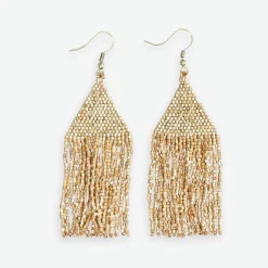 INK + ALLOY Lexie Solid Beaded Fringe Earrings Gold