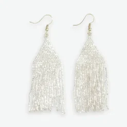 INK + ALLOY Lexie Solid Beaded Fringe Earrings Silver