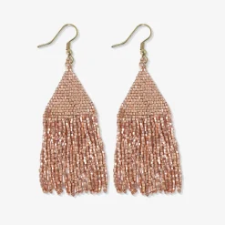 INK + ALLOY Lexie Solid Beaded Fringe Earrings Rose Gold