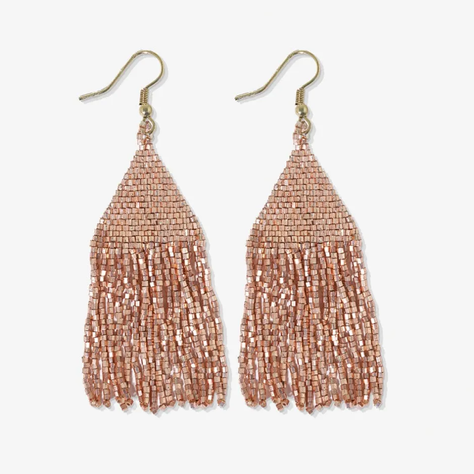 INK + ALLOY Lexie Solid Beaded Fringe Earrings Rose Gold