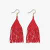 INK + ALLOY Lexie Solid Beaded Fringe Earrings Scarlet Red