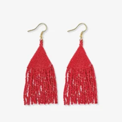 INK + ALLOY Lexie Solid Beaded Fringe Earrings Scarlet Red
