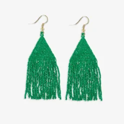 INK + ALLOY Lexie Solid Beaded Fringe Earrings Kelly Green