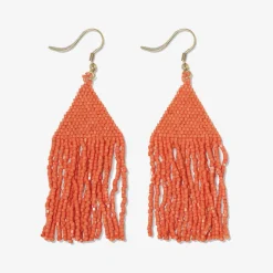 INK + ALLOY Lexie Solid Beaded Fringe Earrings Coral