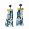 INK + ALLOY Lilah Semi-Precious Stone Post Beaded Fringe Earrings Blue