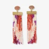 INK + ALLOY Lilah Semi-Precious Stone Post With Organic Shapes Beaded Fringe Earrings Blush