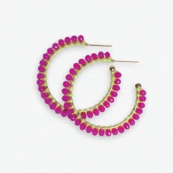 INK + ALLOY Lillian Crystal Threaded Beads Hoop Hot Pink