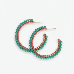 INK + ALLOY Lillian Crystal Threaded Beads Hoop Turquoise